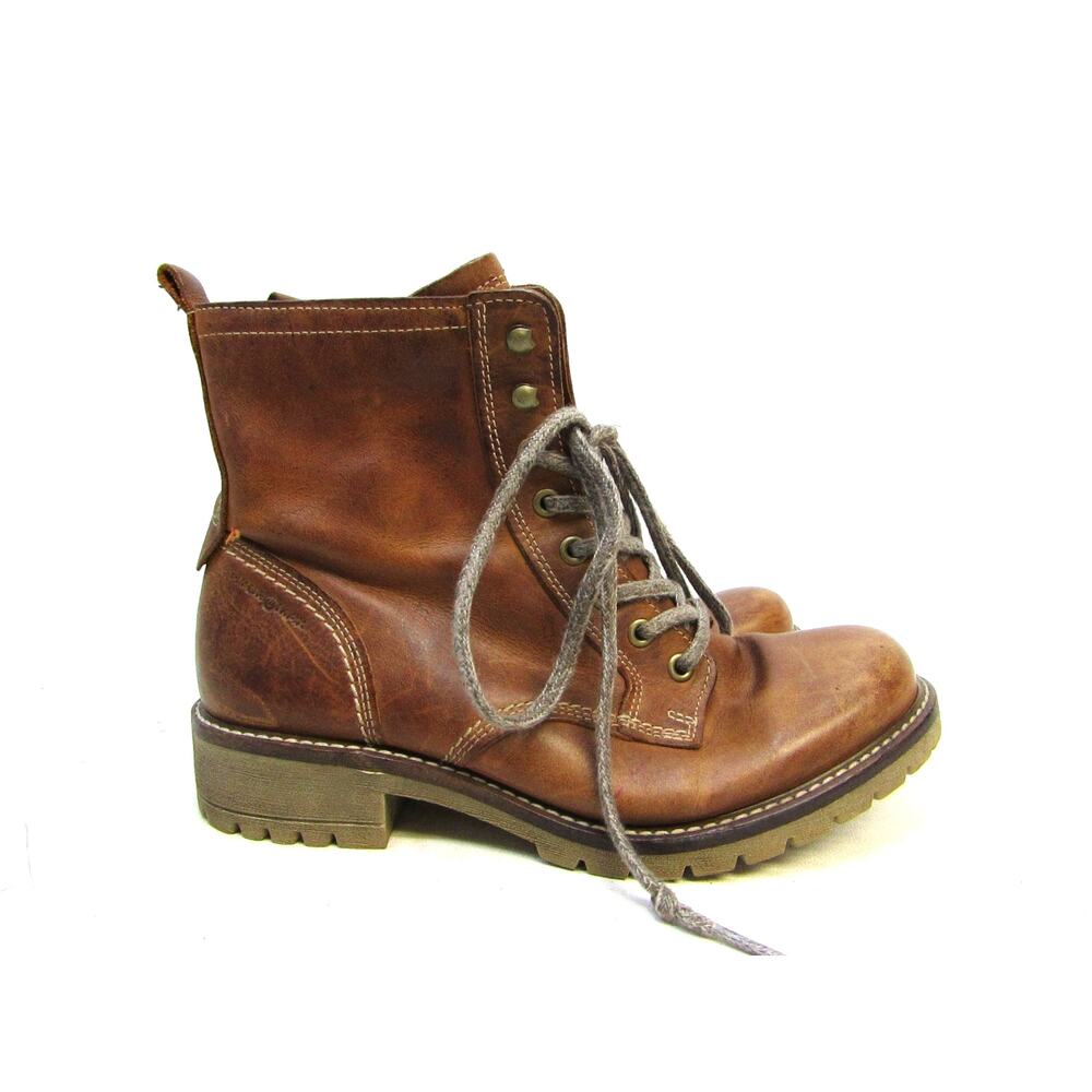 Ecco Womens Size 39 EUR Brown Leather Zip Lace Up Fashion Ankle Boots Booties - Picture 3 of 12
